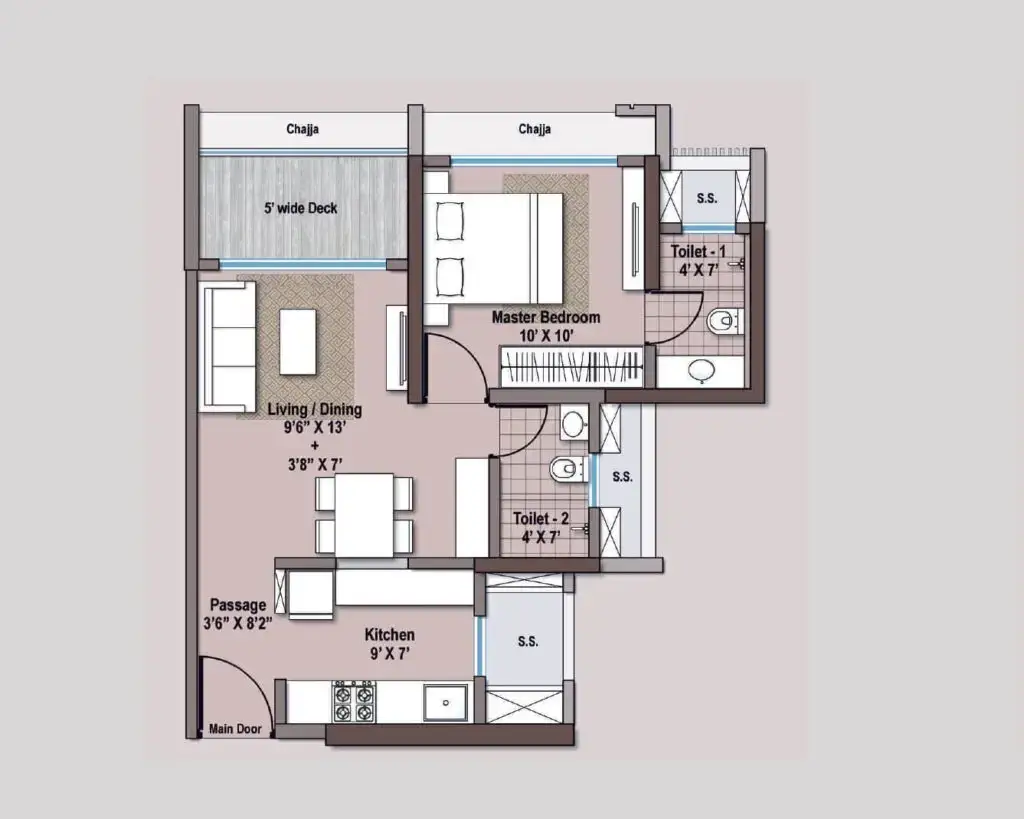 3 bhk unit plan